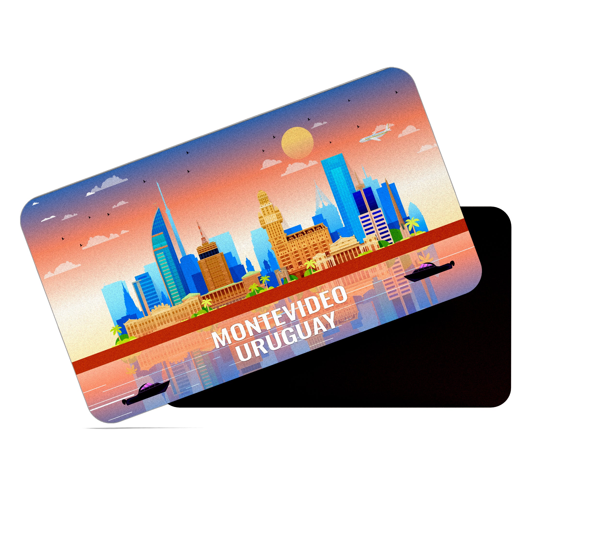 dhcrafts Rectangular Fridge Magnet Multicolor Uruguay Montevideo Design Pack of 1 (8.6cm x 5.4cm)